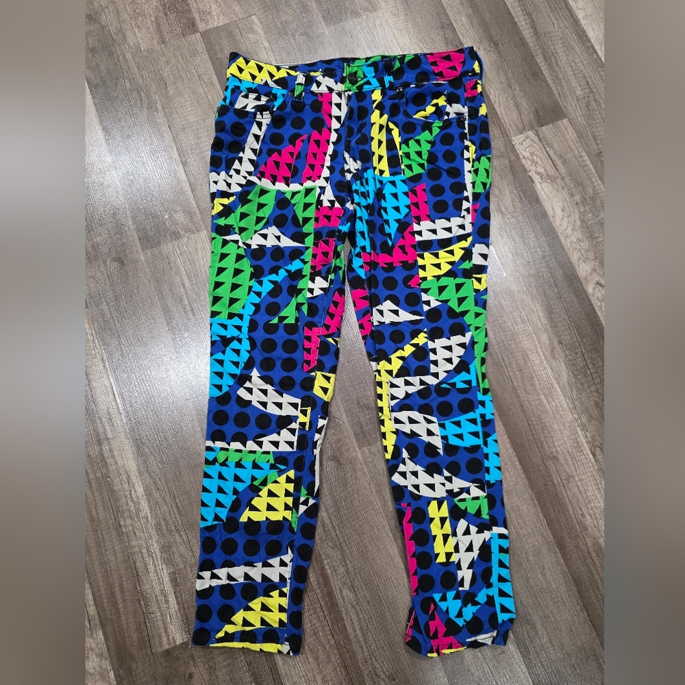 Nanette LEPORE LAMOUR Colorful Geometric Pants Designer 90s Rag Hip Hop Y2K - Picture 2 of 11